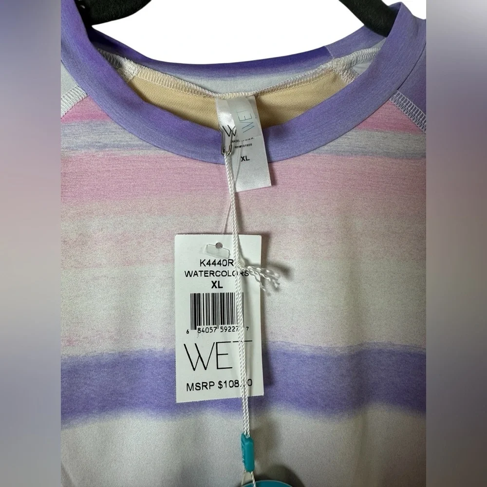 WET Swimwear Watercolors Long Sleeve Crop Top XL‎